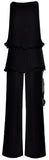 Asymmetrical Plisse Top and Pant Set - Black or White