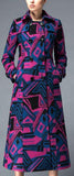Geometric Print Wool Trench Coat - DESIGNER INSPIRED FASHIONS
