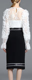 Embroidered Ruffled Lace Blouse & Button-Embellished Printed Skirt - DESIGNER INSPIRED FASHIONS