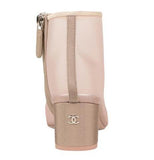 Mesh and Grosgrain Flower Cap Toe Short Boots, Pink