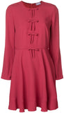 Bow Detail Long-Sleeved Dress, Red