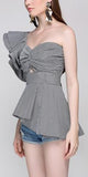 'MarÌ_a De M̬dici' Asymmetrical Peplum Gingham Top - DESIGNER INSPIRED FASHIONS