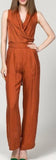 Draped V-Neck Jumpsuit - (Light Blue, Green, Terracotta Red) - DESIGNER INSPIRED FASHIONS