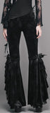 Black Flared Floral Applique Velour Pants - DESIGNER INSPIRED FASHIONS