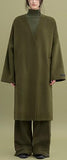 Oversized Wool Wrap Coat, Military Green