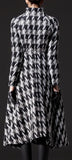Houndstooth Long Wool Coat - DESIGNER INSPIRED FASHIONS