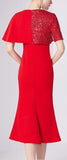 Embellished Ruched Cape Dress