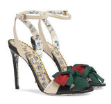 Leather Sandal with Web Bow