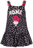 'Rome' Embroidered Polka Dot Print Floral-Appliques Dress, Black or White - DESIGNER INSPIRED FASHIONS