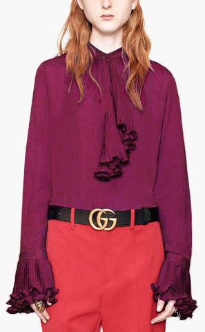 Pleated Cambric Silk Blouse - DESIGNER INSPIRED FASHIONS