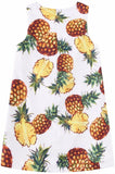 Pineapple Print Dress, White - DESIGNER INSPIRED FASHIONS