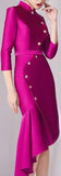 Asymmetrical Button-Embellished Dress
