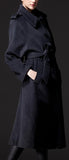 Single-Breasted Long Wool Coat in Dark Grey - DESIGNER INSPIRED FASHIONS