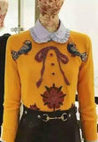 Rhinestone Embroidered Wool Knit Sweater - DESIGNER INSPIRED FASHIONS