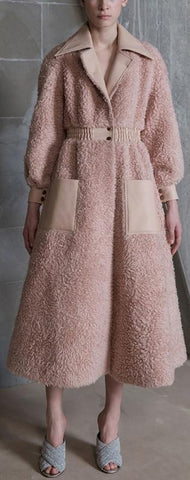 Faux Leather and Shearling Coat