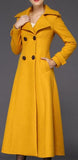 Full-Length Wool Pea Coat in Yellow - DESIGNER INSPIRED FASHIONS