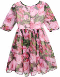 Floral Print Silk Dress with Appliques