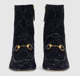 Horsebit GG Velvet Boot with Crystals