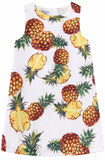 Pineapple Print Dress, White - DESIGNER INSPIRED FASHIONS