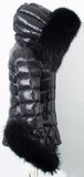 Black Faux-Fur Trim Down Jacket - DESIGNER INSPIRED FASHIONS