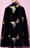 Velour Cape Coat with Embroidery - DESIGNER INSPIRED FASHIONS