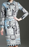 Printed Neck-Tie Blouse & Skirt Set - DESIGNER INSPIRED FASHIONS