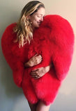 Faux-Fur Heart Cape Coat in Red - DESIGNER INSPIRED FASHIONS