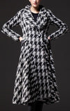 Houndstooth Long Wool Coat - DESIGNER INSPIRED FASHIONS