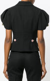 Rose-Embellished Cropped Jacket