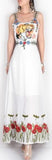 'Gardenia' Cady Long Tiger Embroidered Dress-White - DESIGNER INSPIRED FASHIONS