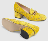 Sylvie GG Velvet Mid-Heel Loafers - Yellow or Black