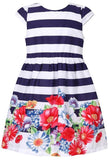 Floral & Striped Print Dress - DESIGNER INSPIRED FASHIONS