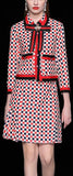 Checkered Web Trim Jacket and Skirt Set
