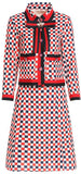Checkered Web Trim Jacket and Skirt Set