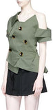 Button-Embellished Asymmetric Top - DESIGNER INSPIRED FASHIONS