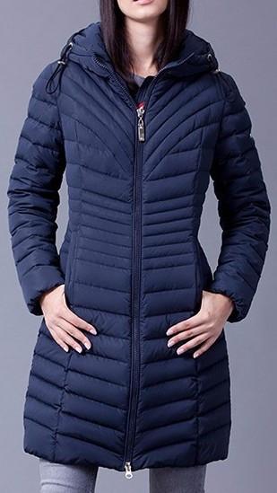 Paneled Hooded Down Coat in Deep Blue - DESIGNER INSPIRED FASHIONS
