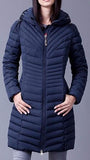 Paneled Hooded Down Coat in Deep Blue - DESIGNER INSPIRED FASHIONS