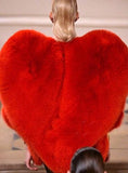 Faux-Fur Heart Cape Coat in Red - DESIGNER INSPIRED FASHIONS