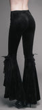 Black Flared Floral Applique Velour Pants - DESIGNER INSPIRED FASHIONS