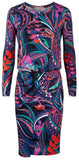 'Grasshopper' Long Sleeve Ruched Silk Dress - DESIGNER INSPIRED FASHIONS