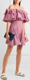 Off-the-Shoulder Gingham Dress - DESIGNER INSPIRED FASHIONS