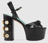 Leather Platform Sandals, Black - DESIGNER INSPIRED FASHIONS