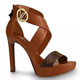 Horizon Platform Sandals, Brown/Monogram