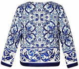Porcelain Print Jacket & Dress Set, Blue - DESIGNER INSPIRED FASHIONS