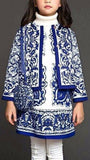 Porcelain Print Jacket & Dress Set, Blue - DESIGNER INSPIRED FASHIONS