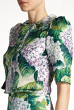 Hydrangea-Print Organza Cropped Jacket & Skirt Set - DESIGNER INSPIRED FASHIONS