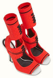 Knitted Open-Toe Sandals - Red - DESIGNER INSPIRED FASHIONS