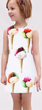 Ice Cream/Gelato Print Dress, White - DESIGNER INSPIRED FASHIONS
