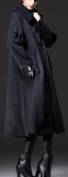 Single-Breasted Long Wool Coat in Dark Grey - DESIGNER INSPIRED FASHIONS