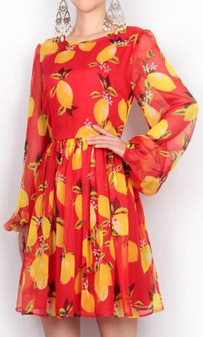 Lemon Print Dress - DESIGNER INSPIRED FASHIONS